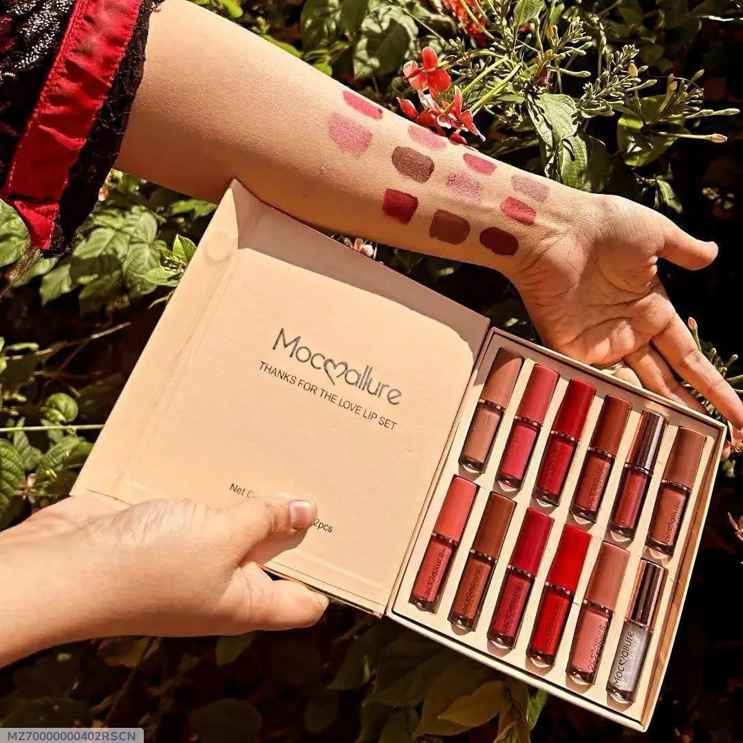 Mocallure 12-Piece Velvet Lip Collection | Rich Pigment Liquid Lipsticks