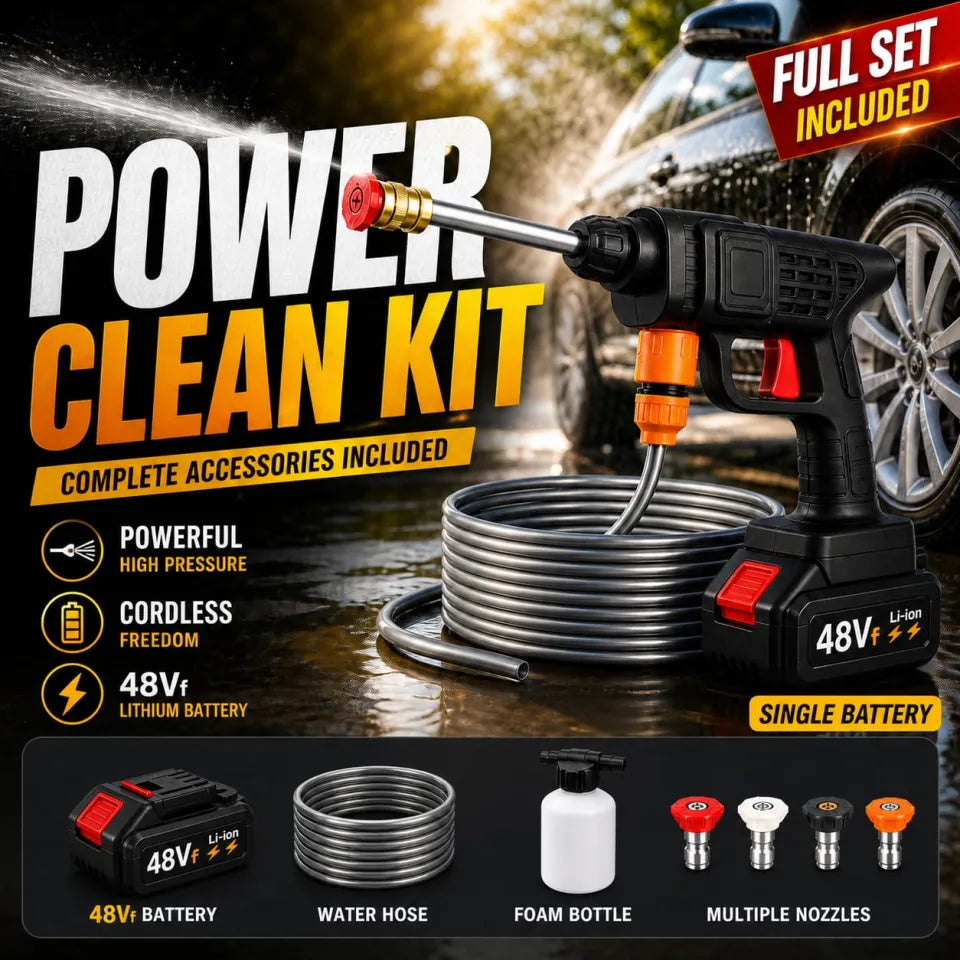 48V Cordless High-Pressure Car Wash Gun | Wireless Foam Jet Washer with Double Battery | Portable Pressure Spray Cleaner with Storage Box