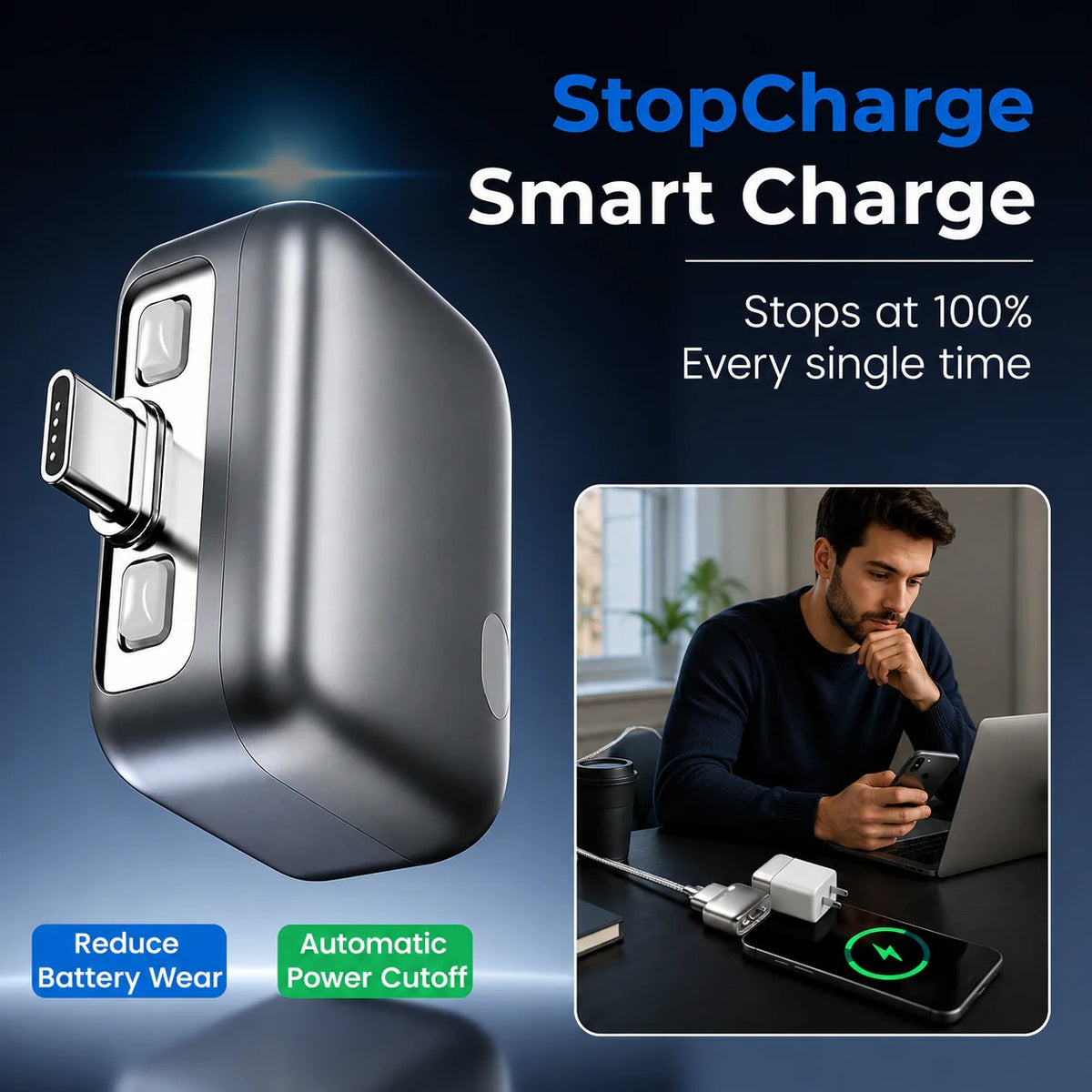 PopGuard 140W Automatic Charging Disconnector | Smart Power Cut-Off Protection Device | USB Charger & Adapter Safety Controller