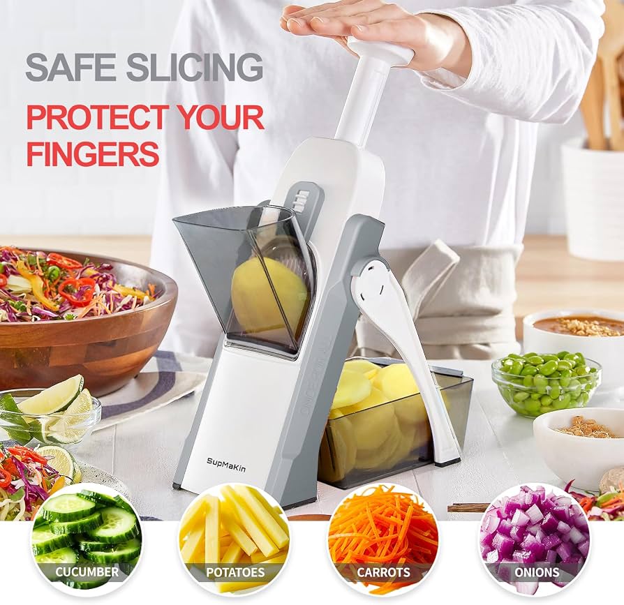 Multi-Purpose Mandoline Vegetable Slicer | Adjustable Cutting & Grating Tool | Safe Manual Kitchen Chopper | Random Color