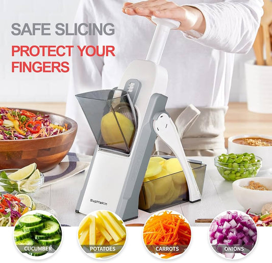 Multi-Purpose Mandoline Vegetable Slicer | Adjustable Cutting & Grating Tool | Safe Manual Kitchen Chopper | Random Color