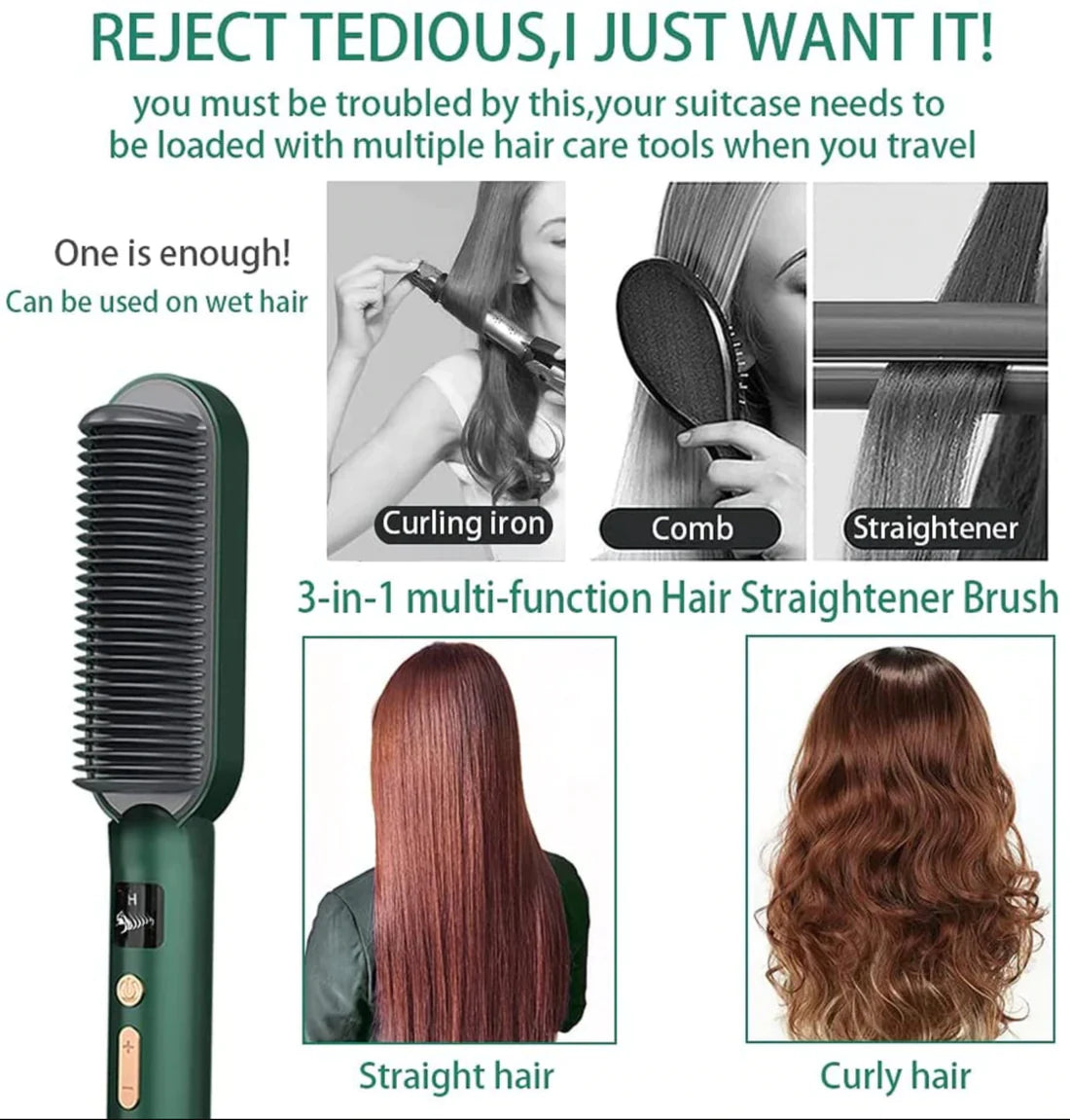 Electric Professional Hair Straightening Brush