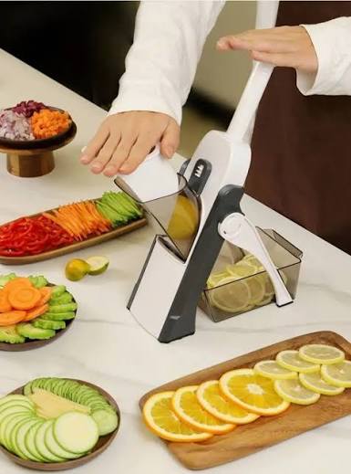 Multi-Purpose Mandoline Vegetable Slicer | Adjustable Cutting & Grating Tool | Safe Manual Kitchen Chopper | Random Color