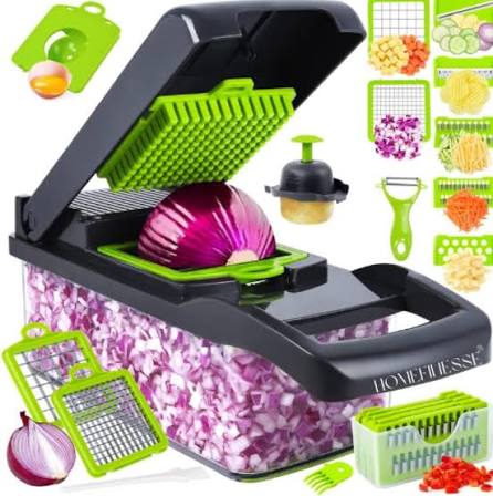 16-in-1 Multifunctional Vegetable Chopper | Smart Food Cutter, Slicer & Dicer with Colander & Storage Container | Quick Kitchen Prep Tool
