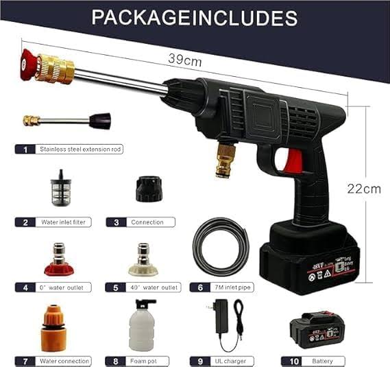 48V Cordless High-Pressure Car Wash Gun | Wireless Foam Jet Washer with Double Battery | Portable Pressure Spray Cleaner with Storage Box