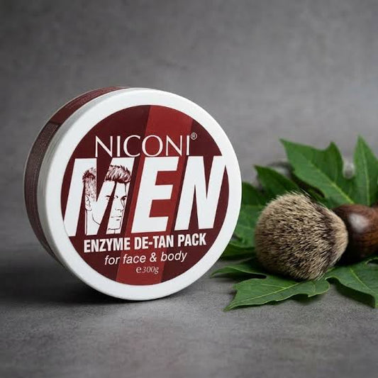 Niconi Men Enzyme De-Tan Pack 180g | Face & Body Tan Care | Gentle Skin Exfoliating & Brightening Care | Men’s Skincare